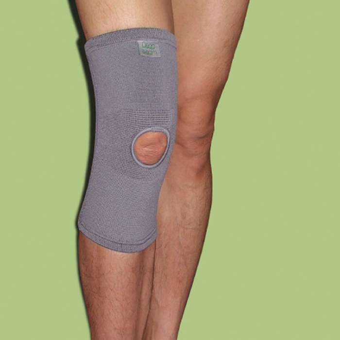 奈米竹炭針織彈簧側條開洞護膝