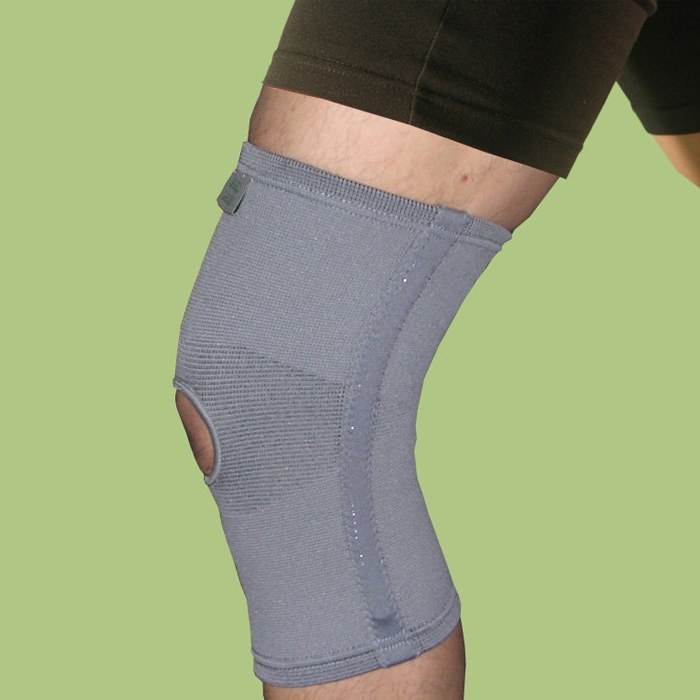 奈米竹炭針織彈簧側條開洞護膝