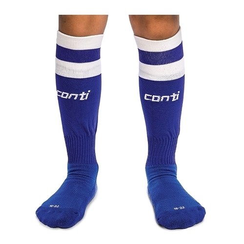 ║Conti║學童專用白色足球襪-藍